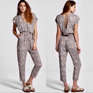 Boho Free People Universal Surplice Jumpsuit Taupe S